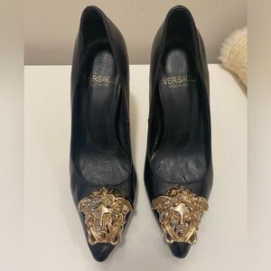 Versace Black Leather Medusa Head Pumps
